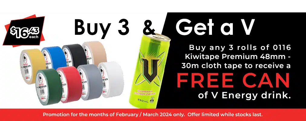 Buy 3 rolls of Kiwitape and get a free V